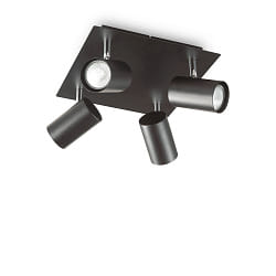 Applique et plafonnier SPOT 4 flammes, pivotant, rotatif GU10 IP20, noir mat