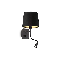 Wall luminaire NORDIK, E14 + LED spot 1W 3000K, with switch, black / gold on th inside
