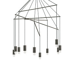 Pendant luminaire POP, 10 flames,  90cm, E27, adjustable height, black