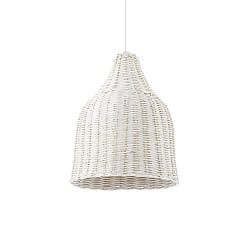 Pendant luminaire HAUNT,  35cm, E27 max. 60W, wicker basket shade, matt white