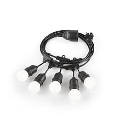 Outdoor fairy lights FIESTA, IP44, 5x E27, lenght 303cm, with plug and coupling, black