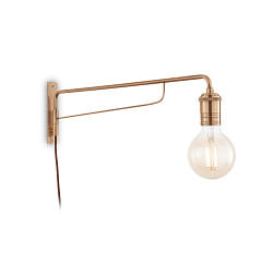 Wall luminaire TRIUMPH AP1, 1 flame, E27, with switch and fabric coated cable, antique brass