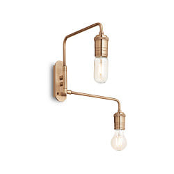 Wall luminaire TRIUMPH AP2, 2 flames, E27, with switch and fabric coated cable, antique brass