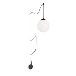 Pendant luminaire BOA, 1 flame, E27, with 12m fabric coated cable and 6 hooks, matt black