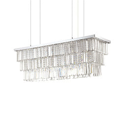 Pendant luminaire MARTINEZ, 8 flames, lenght 103cm, E14, chrome / chrystal glass