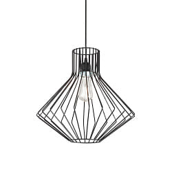 Pendant luminaire AMPOLLA 4, DIAMOND WIDE, shade  39.5cm / H 42cm, E27, adjustable height, black