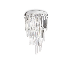 Ceiling luminaire CARLTON, 8 flames, E14,  40cm, E14, with octagon chains and chrystal rods, chrome
