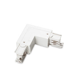 Corner connector for 3-phase power track LINK TRIMLESS, Erde LEFT, standard version On-Off, white