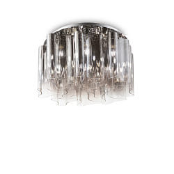 Ceiling luminaire COMPO, 10 flames,  73.5cm, E27, smoked glass / chrome