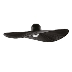 Pendant luminaire MADAME,  110cm, E27, hat design shade from satin fabric, black
