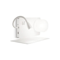 Luminaire mural BOOK 1 avec interrupteur, avec bras flexible, avec connexion USB G9 IP20, satiné, blanche