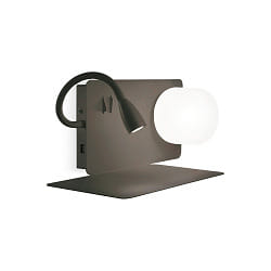 Luminaire mural BOOK 1 avec interrupteur, avec bras flexible, avec connexion USB G9 IP20, satiné, noir , revêtement en poudre