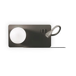 Luminaire mural BOOK 2 avec interrupteur, avec bras flexible, avec connexion USB G9 IP20, satiné, noir , revêtement en poudre