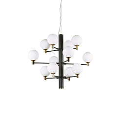 Luminaire  suspension COPERNICO 12 flammes G9 IP20, laiton, noir mat