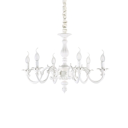 Chandelier JUSTINE, 6 flames,  70cm, E14, metal casting, white