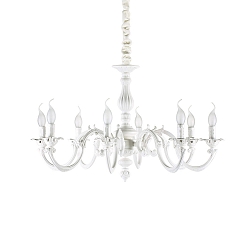 Chandelier JUSTINE, 8 flames,  79cm, E14, metal casting, white