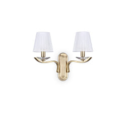 Lampada da parete PEGASO 2-Lampadine E14 IP20, Ottone spazzolato, Organza