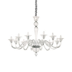 Chandelier BRIGITTA, 12 flames,  120cm, E14, transparent glass