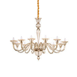 Chandelier BRIGITTA, 12 flames,  120cm, E14, amber glass