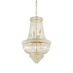 Pendant luminaire DUBAI, 10 flames,  52cm, E14, metal / refined chrystal, brass