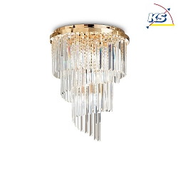 Ceiling luminaire CARLTON, 12 flames,  50cm, E14, with octagon chains and chrystal rods, gold