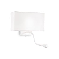 Luminaire mural HOTEL AP1 avec interrupteur, avec bras flexible, avec abat-jour E27 IP20, blanche