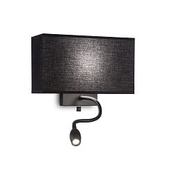 Luminaire mural HOTEL AP1 avec interrupteur, avec bras flexible, avec abat-jour E27 IP20, noir 
