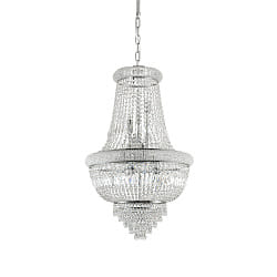 Pendant luminaire DUBAI, 10 flames,  52cm, E14, metal / refined chrystal, chrome
