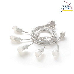 Outdoor fairy lights FIESTA, IP44, 5x E27, lenght 303cm, with plug and coupling