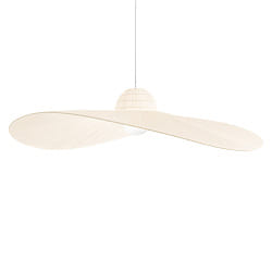 Pendant luminaire MADAME,  110cm, E27, hat deign shade from satin fabric, canvas