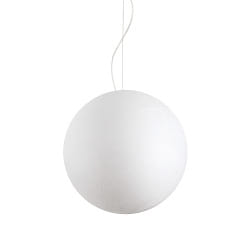 Pendant luminaire CARTA SP1, E27, matt white metal / shade in paper look,  50cm
