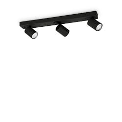 Wall / Ceiling luminaire RUDY, 3 flames, GU10, adjustable, black