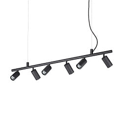 Pendant-/Ceiling luminaire DYNAMITE SP6, incl. 6x GU10 7W 3000K, adjustable, black