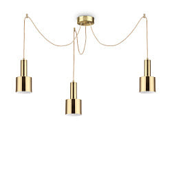 Pendant luminaire HOLLY, 3 flames, lenght 60cm, E27, brushed brass