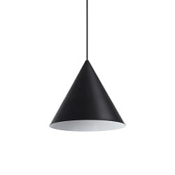 Pendant luminaire, A-LINE,  30cm, E27, matt black / shade white on the inside