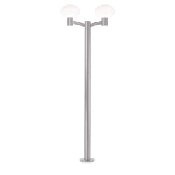 Outdoor Stehleuchte CLIO 2, 197cm, IP44, 2-flammig, 2x E27, ohne Abdeckung, Aluminium, Grau
