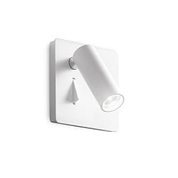 LED wall spot LITE for recessed socket installation, 3W 3000K 130lm, with switch, pivotable, white