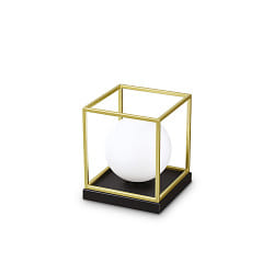 Lampe de table LINGOTTO TL1 BIG angulaire, avec interrupteur E14 IP20, noir mat, laiton satin 