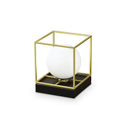 Lampe de table LINGOTTO TL1 SMALL angulaire, avec interrupteur G9 IP20, noir mat, laiton satin 