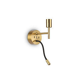 wall luminaire SET UP MAP2 2 flames, with flex arm, with USB connection E27 IP20, brass