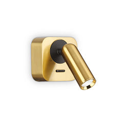 wall luminaire BEAN square, with switch IP20, brass