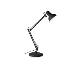 Lampe de table WALLY avec interrupteur, avec bras articul, rglable E27 IP20, noir  