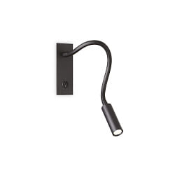 Luminaire mural IO avec interrupteur, avec bras flexible IP20, noir 