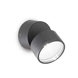 LED Wandleuchte OMEGA, rund,  90 mm, 7W, 4000K, 650lm, mit verstellbarem Lichtverteiler, anthrazit