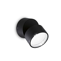 LED Wandleuchte OMEGA, rund,  90 mm, 7W, 4000K, 650lm, mit verstellbarem Lichtverteiler, schwarz