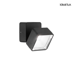 LED Wandleuchte OMEGA, quadratisch, 90 mm, 7W, 4000K, 650lm, mit verstellbarem Lichtverteiler, schwarz