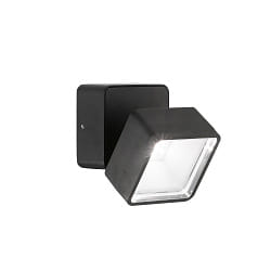 LED Wandleuchte OMEGA, quadratisch, 90 mm, 7W, 4000K, 650lm, mit verstellbarem Lichtverteiler, schwarz