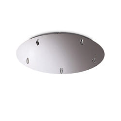 Rosace de plafond 46cm 5 fois, rond, chrome