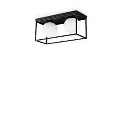 Deckenleuchte LINGOTTO, IP20, 2-flammig, 2x E14 max. 28W (exkl.), schwarz / tzglas wei