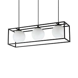 Pendelleuchte LINGOTTO, IP20, 3-flammig im Rahmen, 3x E14 max. 28W (exkl.), schwarz / tzglas wei